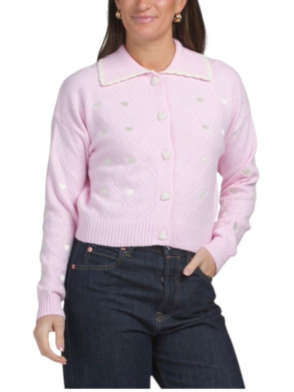 VERY TRULY YOURS Collared Heart Cardigan